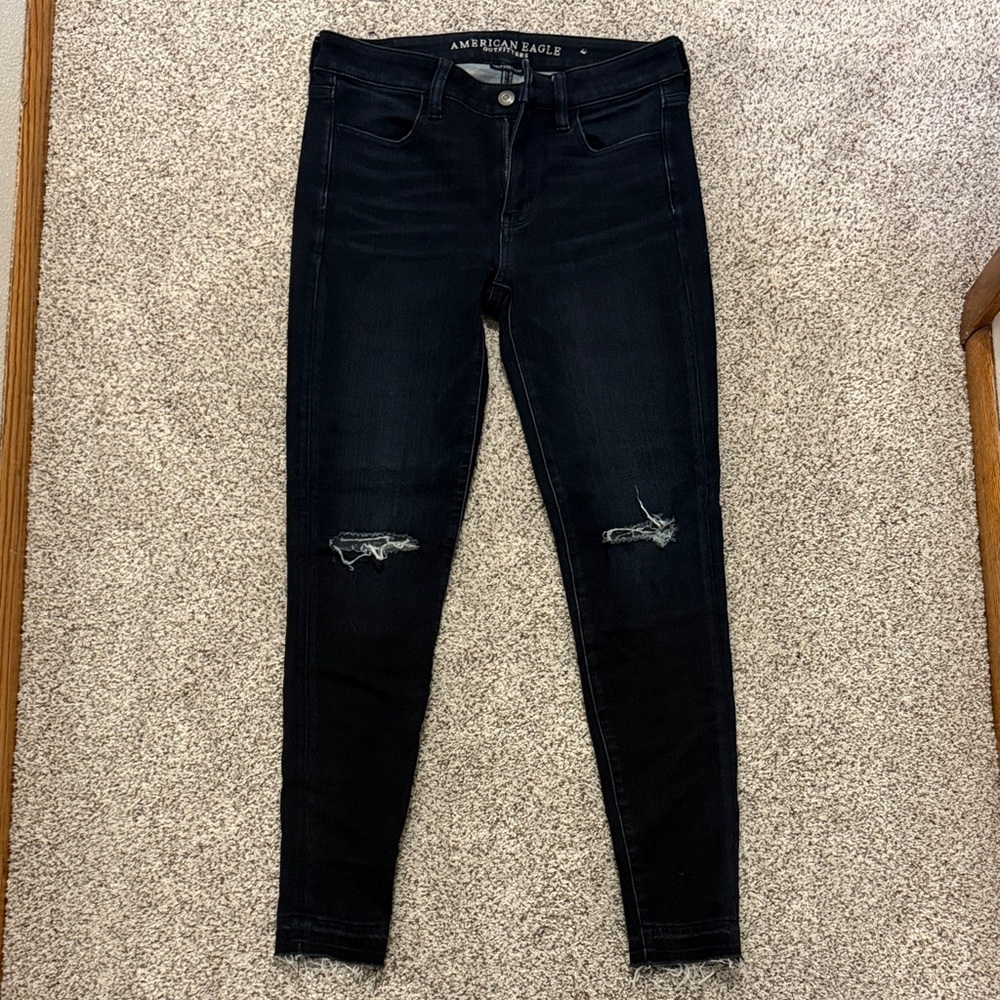 American Eagle Outfitters Women's Distressed Navy Skinny Jeans